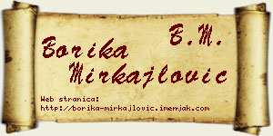 Borika Mirkajlović vizit kartica